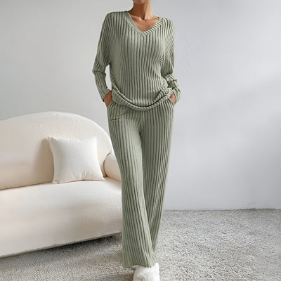 Isla | Ensemble pull-over rayé col V