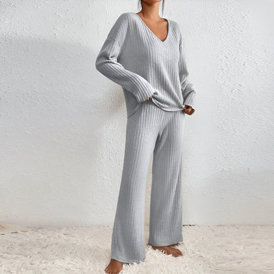 Isla | Ensemble pull-over rayé col V
