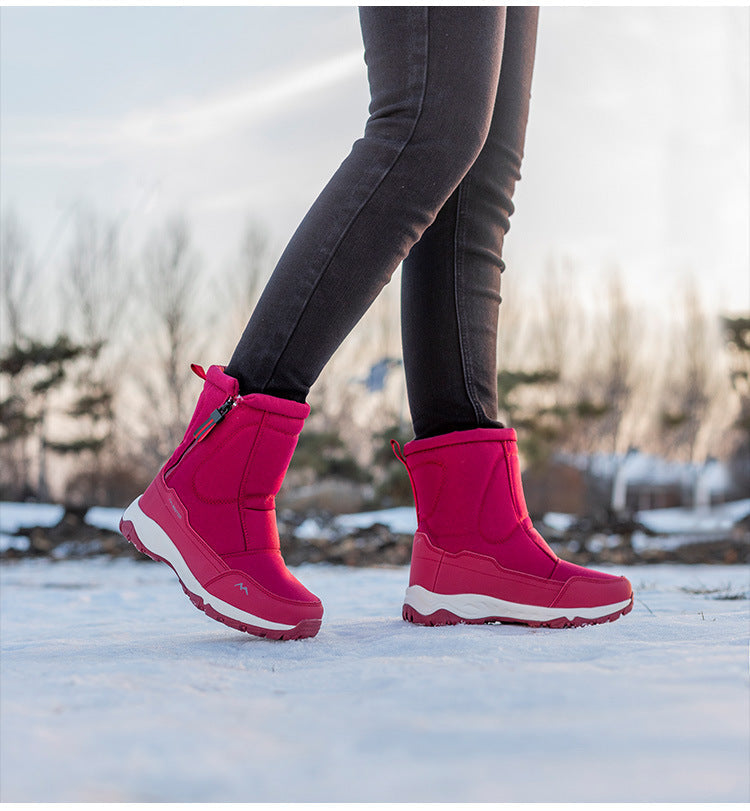 Bottes d'hiver pour femmes avec fermeture éclair latérale - Bottes de neige imperméables, antidérapantes et durables avec doublure chaude