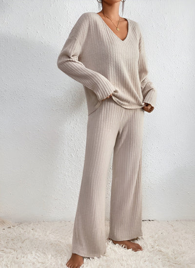 Isla | Ensemble pull-over rayé col V