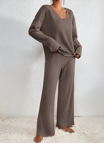 Isla | Ensemble pull-over rayé col V