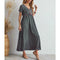 Aganietta - Nouvelle robe vintage à col en V en lin et coton