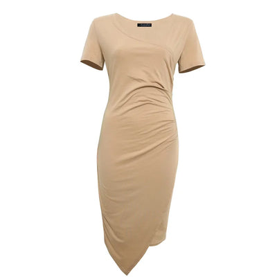 Elizabeth - robe de couleur unie avec col ras du cou