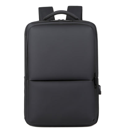 Sac à dos noir minimaliste, design moderne, compartiment pour ordinateur portable, idéal pour le travail et les voyages. Accessoire tendance et fonctionnel.