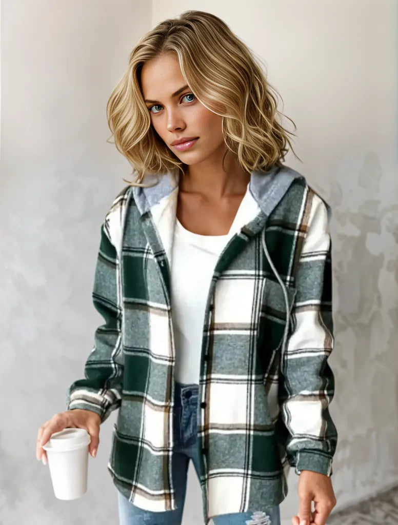 Veste à capuche verte avec impression