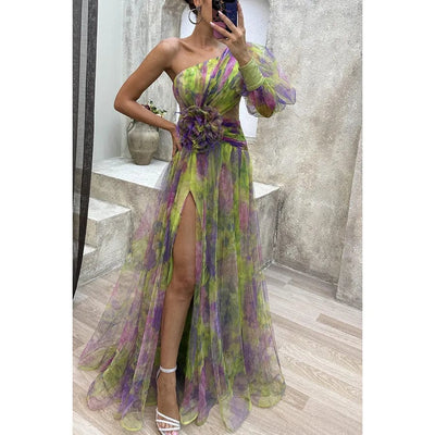 GlamoraParis® | Vêtements Tendances Femme Verde / S (40 - 42) Amalia | Abito elegante Floreale
