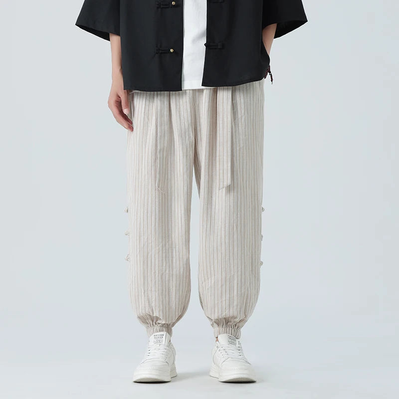 Hommes élégant pantalon d'été en coton-lin - Marcelino