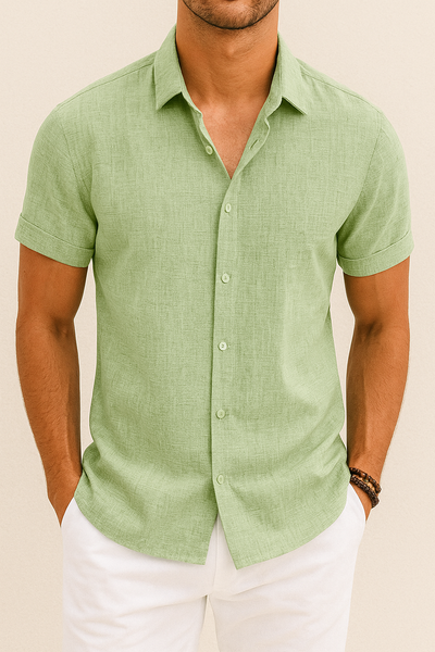Chemise en lin à manches courtes pour hommes