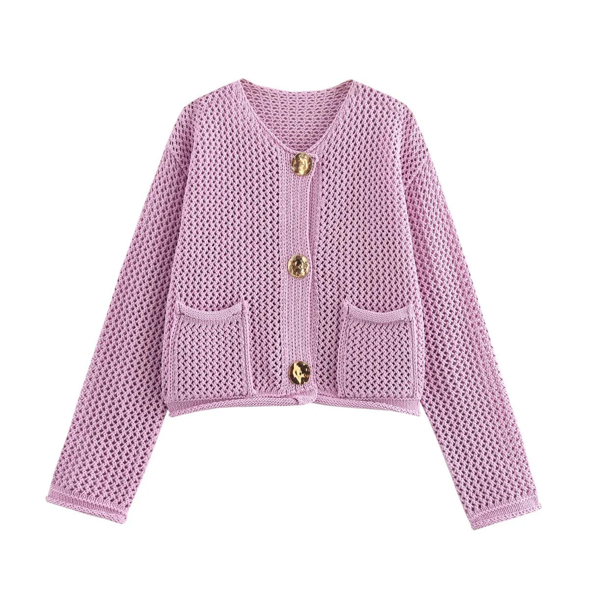 Cardigan oversize en maille avec boutons dorés | Idéal pour toutes les saisons