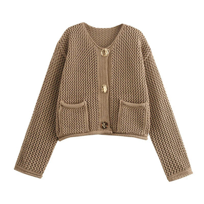 Cardigan oversize en maille avec boutons dorés | Idéal pour toutes les saisons