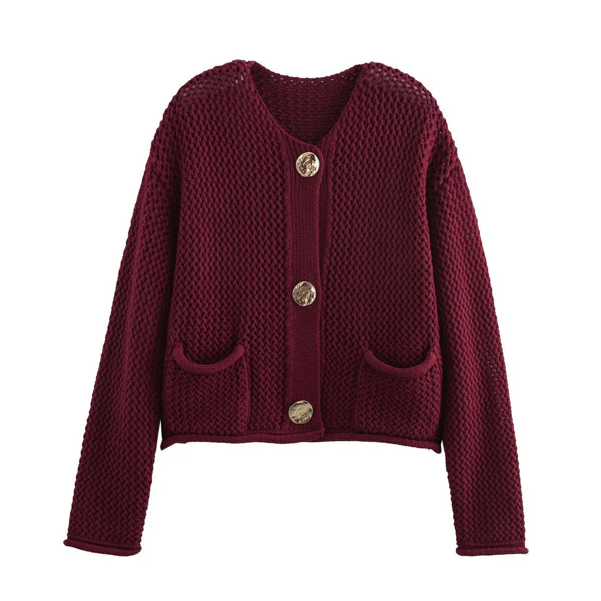Cardigan oversize en maille avec boutons dorés | Idéal pour toutes les saisons