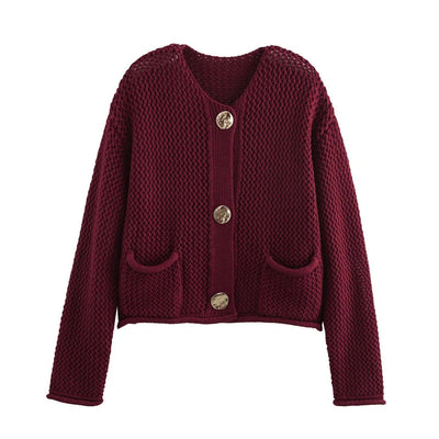 Cardigan oversize en maille avec boutons dorés | Idéal pour toutes les saisons