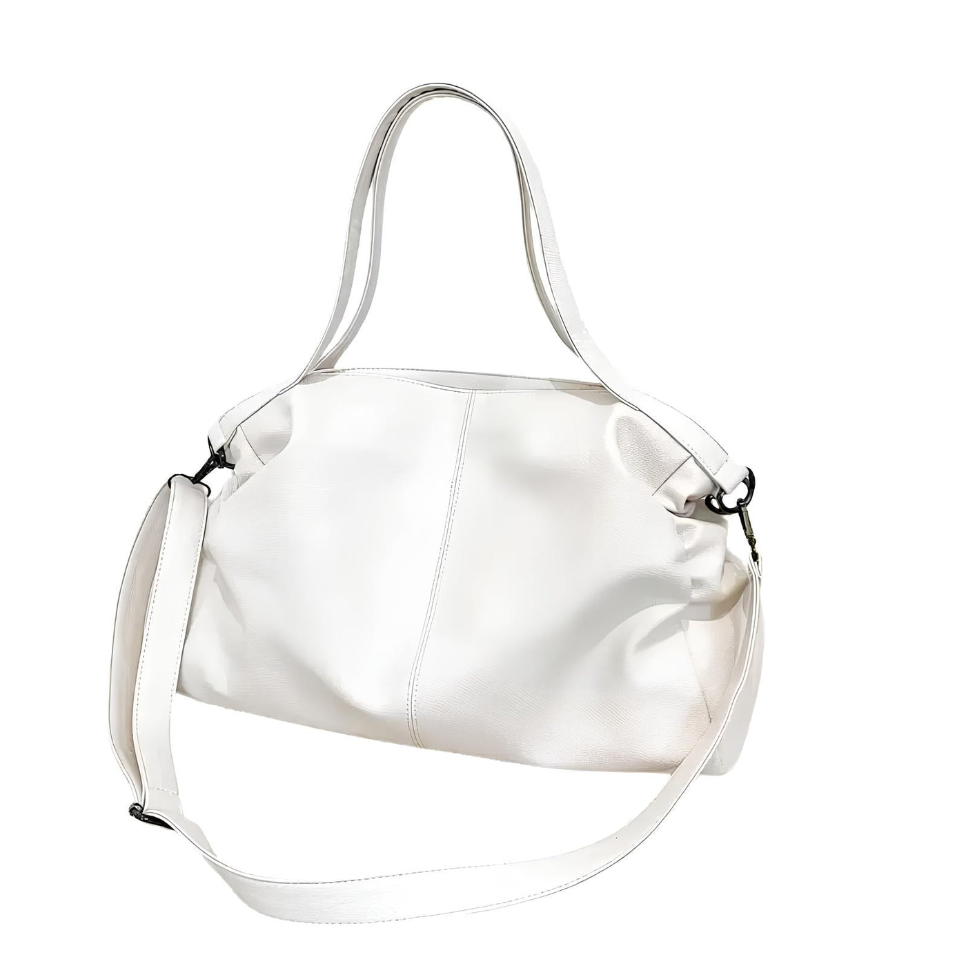 Sac à main blanc élégant en cuir avec bandoulière ajustable, design moderne et minimaliste, idéal pour la mode féminine et les accessoires tendance.