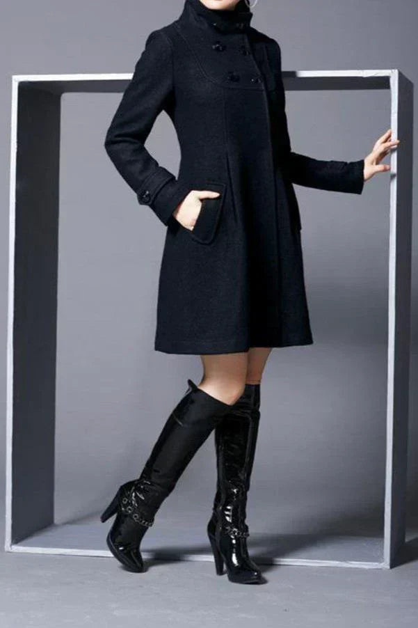 Aria | Elégant manteau en laine avec capuche