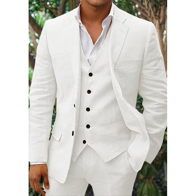 Costume pour homme en lin : Blazer, gilet et pantalon