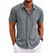 Chemise homme - Fermeture par boutons - Mélange respirant de coton et de lin - Coupe régulière - Manches courtes
