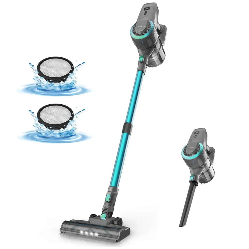 Aspirateur-balai 6-en-1 sans fil - avec brosse LED, batterie 2200mAh et fonctionnement silencieux (65dB)
