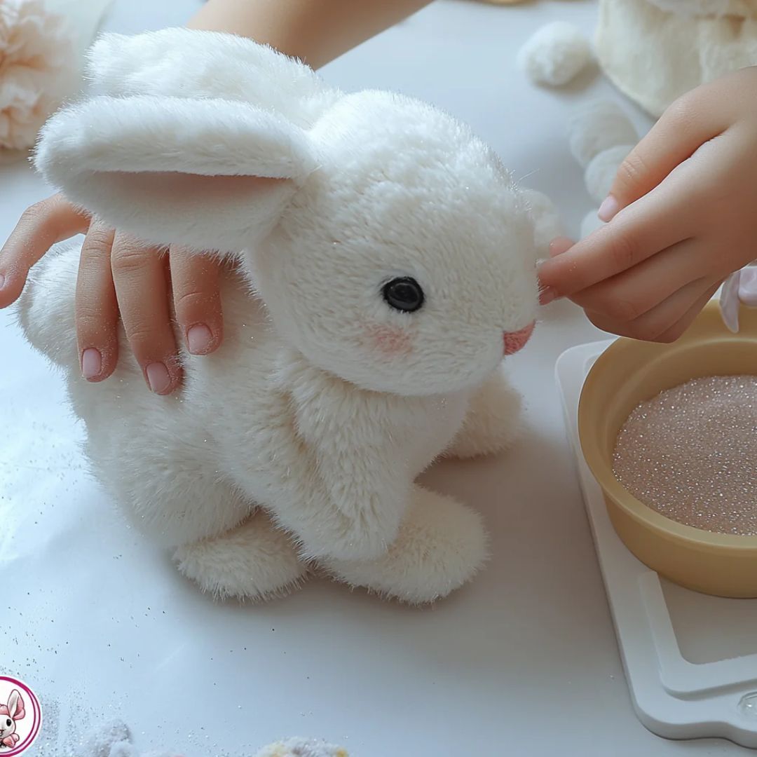 Jouet lapin en peluche avec fourrure douce et détails