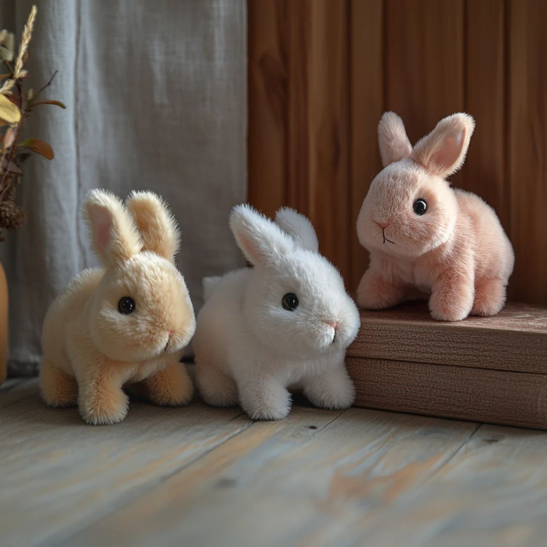 Jouet lapin en peluche avec fourrure douce et détails