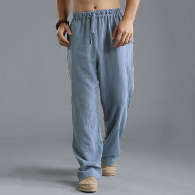 Luca | Pantalon en lin pour homme avec jambe droite et cordon de serrage | Léger, respirant & élégant