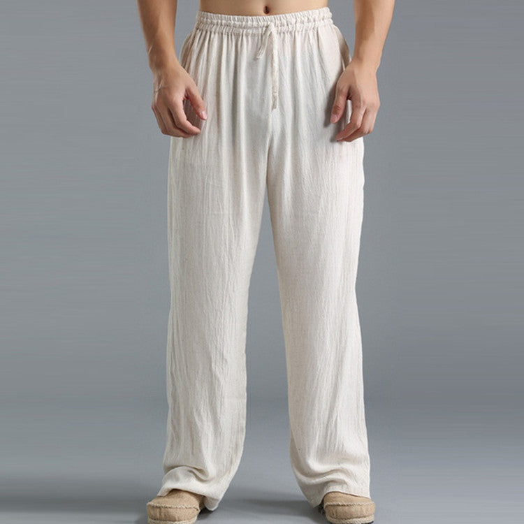 Luca | Pantalon en lin pour homme avec jambe droite et cordon de serrage | Léger, respirant & élégant