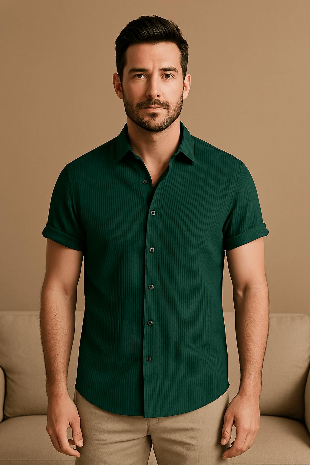 Lukas | Chemise à manches courtes en coton pour hommes - respirante, élégante et polyvalente