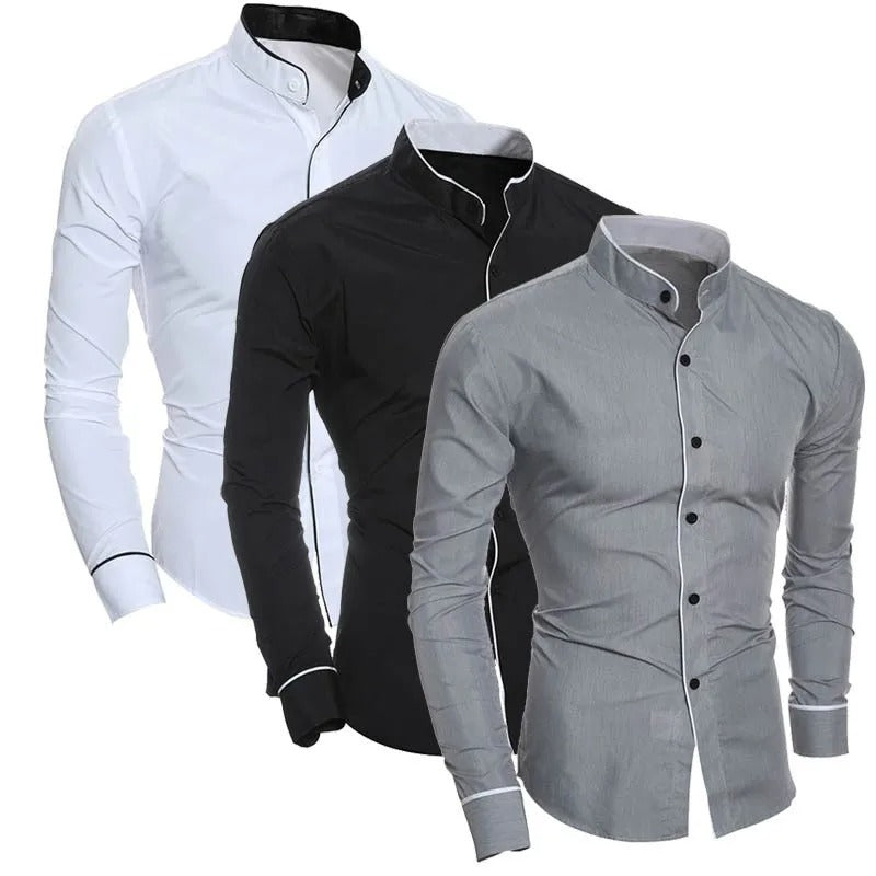 Chemise slim à manches longues pour hommes