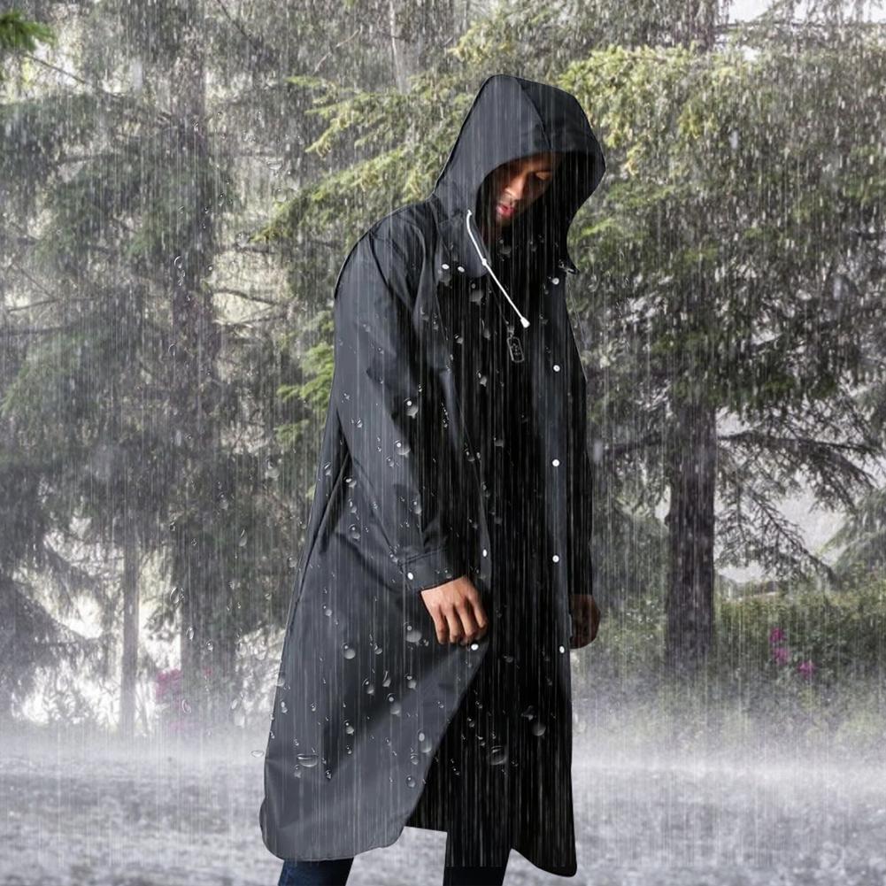 Imperméable long à capuche pour homme