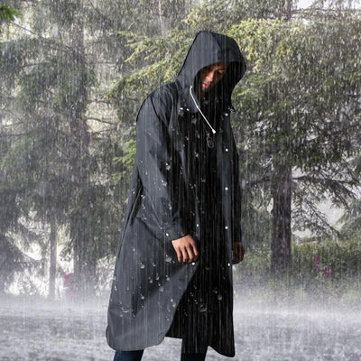 Imperméable long à capuche pour homme