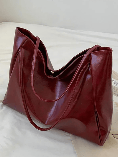Maxia | Large leather shoulder bag for women | Handbag | Bordeaux Red Tote Bag