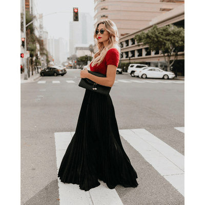 Kathleen - Maxi-jupe plissée