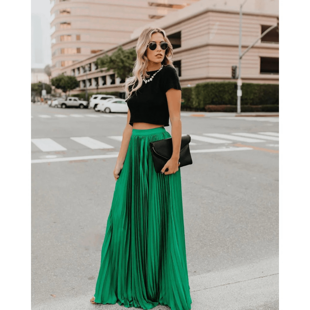 Kathleen - Maxi-jupe plissée