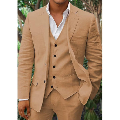 Costume pour homme en lin : Blazer, gilet et pantalon