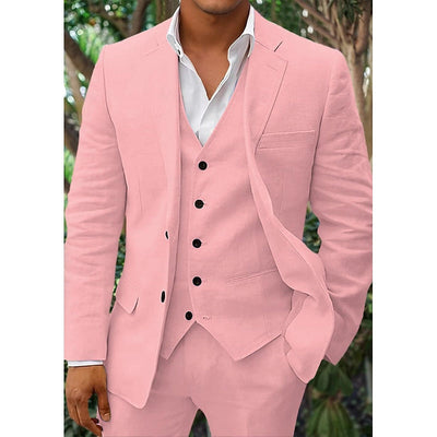Costume pour homme en lin : Blazer, gilet et pantalon