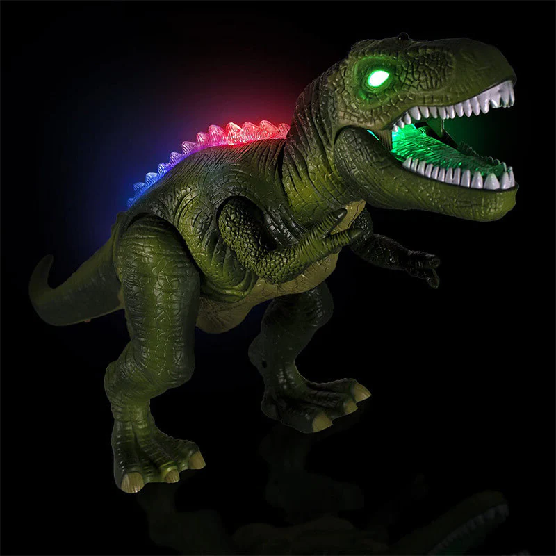 Remote-controlled walking and roaring dinosaur toy