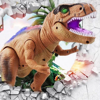 Remote-controlled walking and roaring dinosaur toy