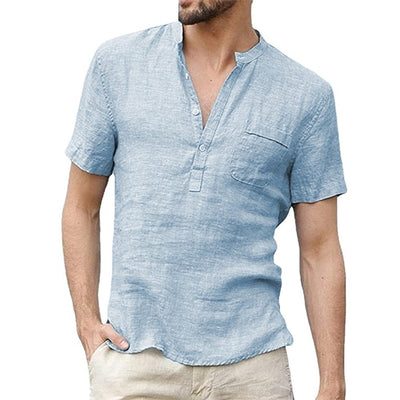 Chemise en lin respirant à manches courtes