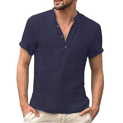Chemise en lin respirant à manches courtes