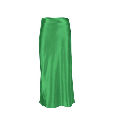 Jupe midi en satin uni