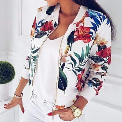 Veste bomber avec motif floral