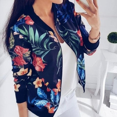 Veste bomber avec motif floral