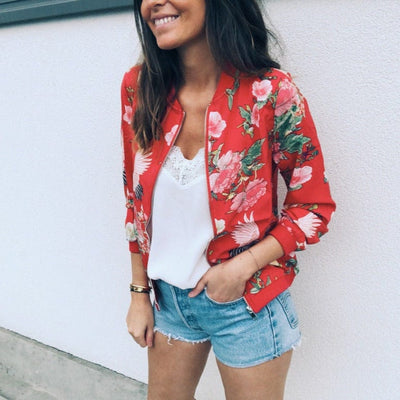 Veste bomber avec motif floral