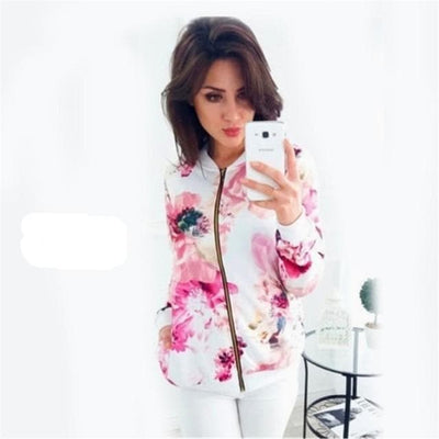 Veste bomber avec motif floral