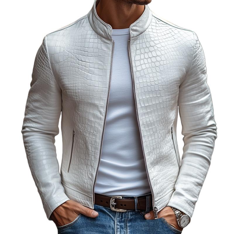Kairos | Veste en cuir pour homme avec motif en pierre et coupe cintrée