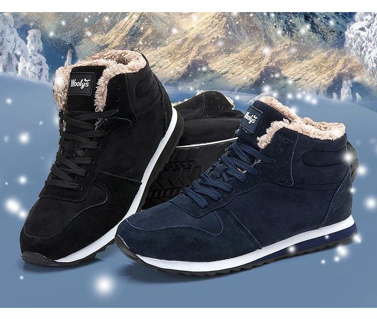 Chaussures d'hiver chaudes et décontractées pour hommes - Baskets hautes avec doublure en fourrure