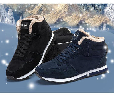 Chaussures d'hiver chaudes et décontractées pour hommes - Baskets hautes avec doublure en fourrure