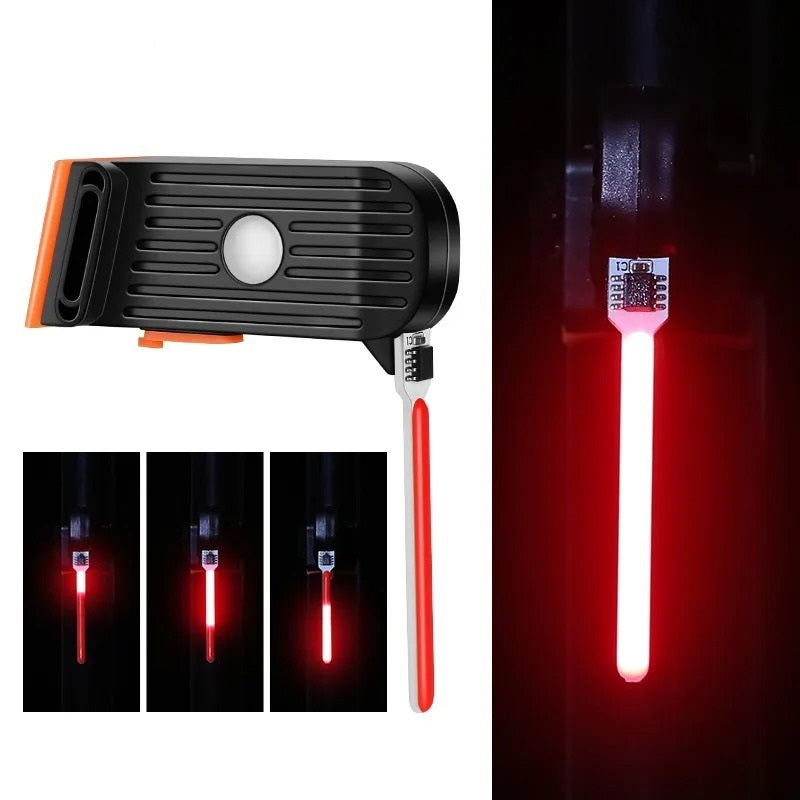 Lampe de vélo LED rouge, rechargeable USB, avec modes d'éclairage multiples. Accessoire de sécurité pour cyclisme nocturne.