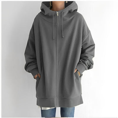 Veste longue avec capuche et cordon de serrage pour femmes