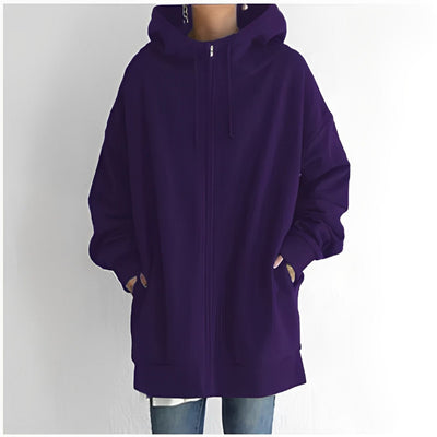 Veste longue avec capuche et cordon de serrage pour femmes