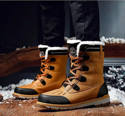 Bottes d'hiver pour hommes - Chaussures de neige doublées et chaudes avec semelle antidérapante